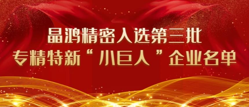 晶鴻精密入選第三批專精特新“小巨人”企業(yè)名單